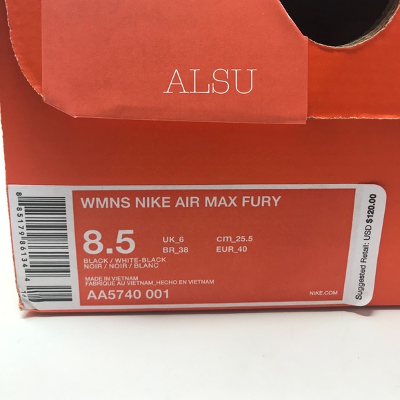NWT Nike Air Max Fury Black W AUTHENTIC - Picture 7 of 7